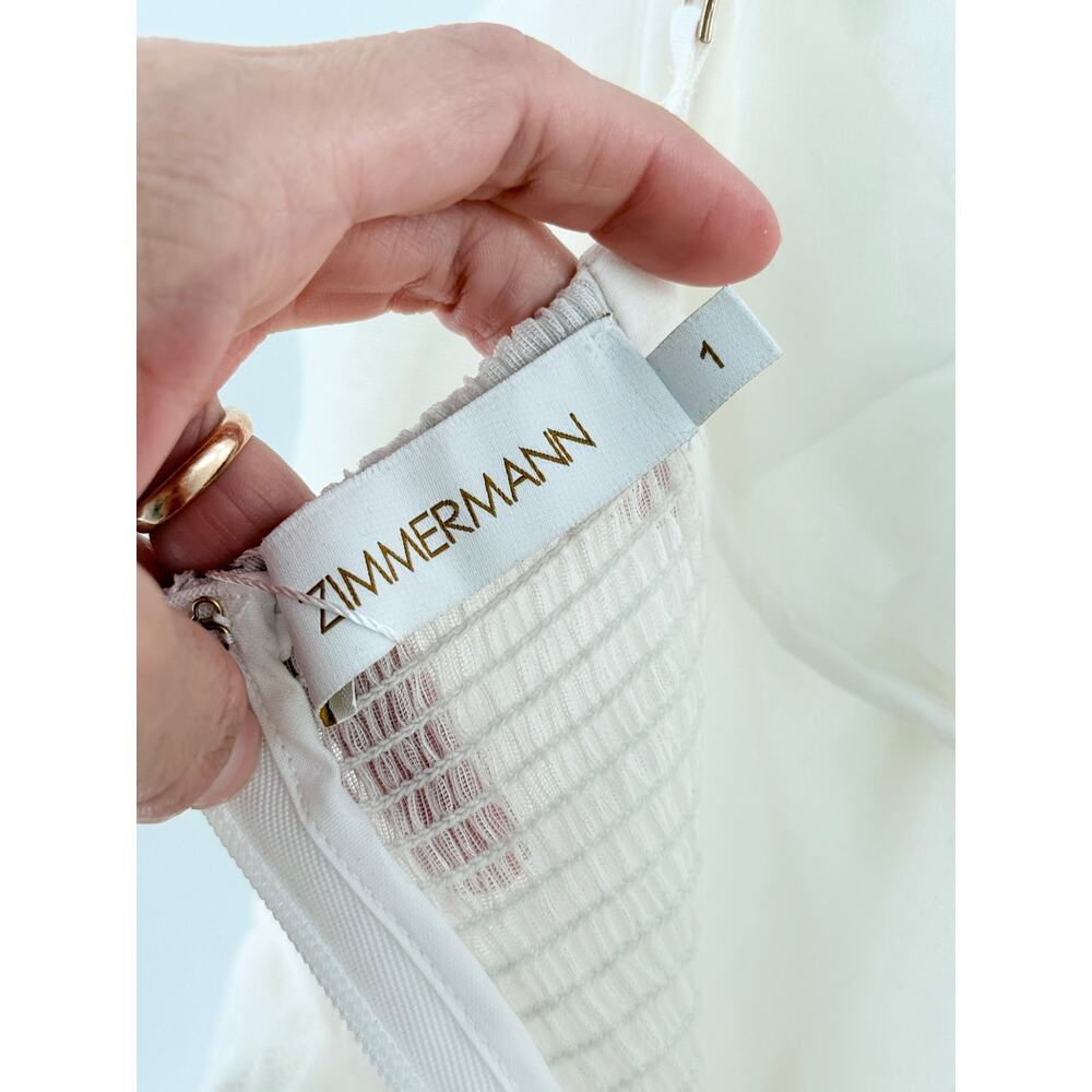 NWOT Zimmermann High Tide Embroidered Belted Corset Mini Dress White Size 1 / S - Picture 5 of 6